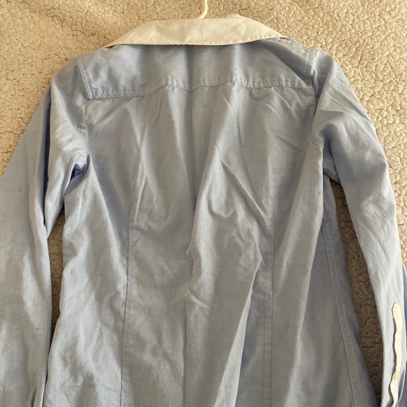 Gap Long Sleeve Button Up Blouse in Blue and White - Picture 5 of 6